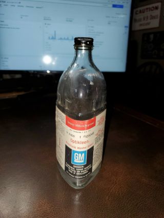 Vintage Gm General Motors Optikleen Glass Bottle