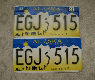 A57 - Alaska Gold Rush Centennial License Plate Pair Egj - 515