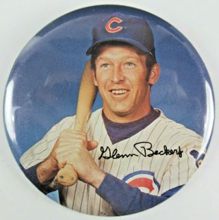 Vintage Glen Beckert Chicago Cubs Pinback Button 3.  5 " Dia.