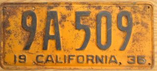 1936 California License Plate Number Tag - $2.  99 Start