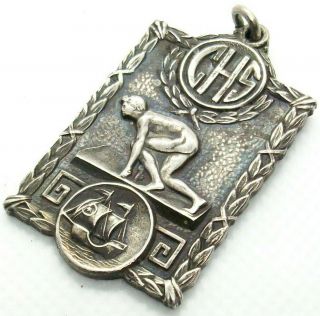 Heavy Antique 1919 Sterling Silver Track Award Medal 17,  Grams