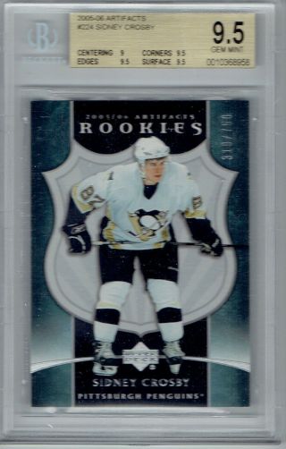 2005 - 06 Artifacts Rookie Rc Sidney Crosby /750 Bgs 9.  5 Gem Pop 23 Rarest Rc