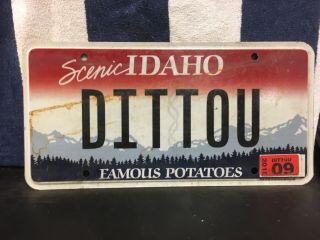 2015 Idaho Vanity License Plate “dittou”