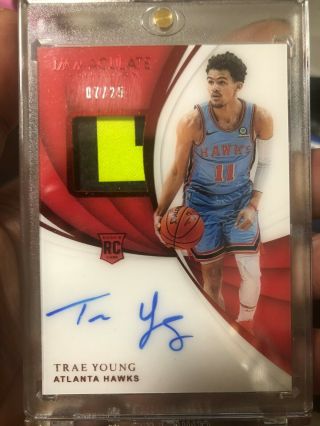 2018 - 19 Immaculate Trae Young Rc Patch Auto 07/25