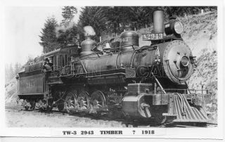 9hh062 Rp 1918/80s Southern Pacific Railroad 4 - 8 - 0 Loco 2943 Timber Oregon
