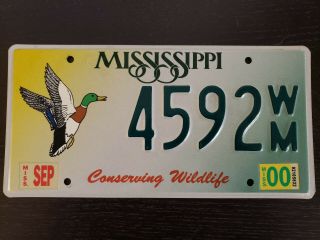 Mississippi Mallard Duck License Plate Conserving Wildlife