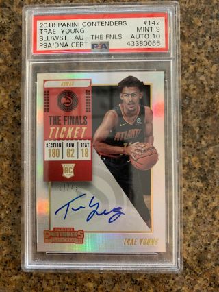 Psa/dna 9/10 2018 - 19 Contenders Trae Young Auto Autograph Finals Ticket /49 Rc