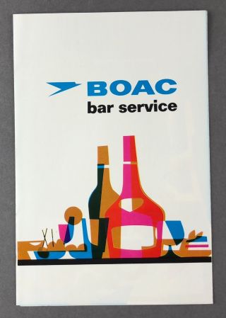 Boac Bar Service Vintage Airline Bar Service Menu 1960’s B.  O.  A.  C.