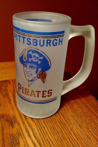 Rare Pittsburgh Pirates 1971 Three Rivers Stadium Frosted Glass Mug Clemente