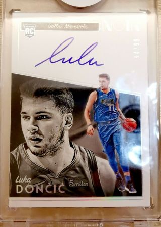 2018 - 19 Panini Noir Luka Doncic Rookie Autograph Auto /99 Rc Mavericks