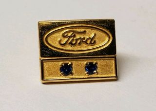 Ford Motor Company Service Award 1/10 10k Gold Filled Blue Stones Tie Tack Pin