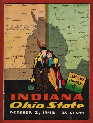 1942 Indiana @ Ohio State Football Program Paul Brown National Champs