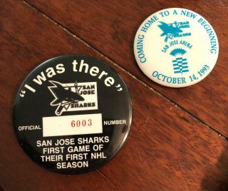 (2) San Jose Sharks Pins 1st Game Cow Palace 1991 & 1st Game San Jose Arena 1993