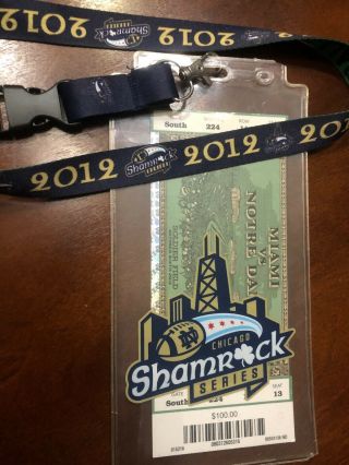 2012 Notre Dame Shamrock Series Ticket Stub With Lanyard