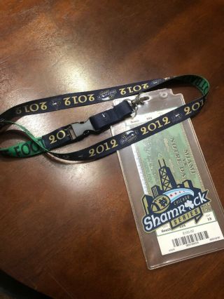 2012 Notre Dame Shamrock Series Ticket Stub With Lanyard 2