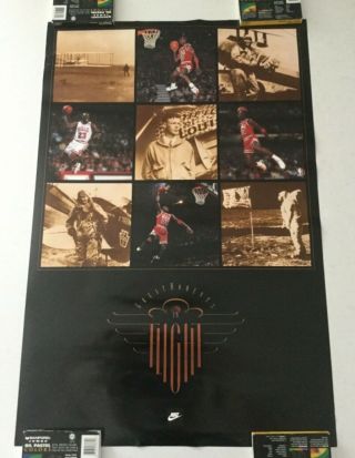 1993 Michael Jordan Nike Poster " Great Moments In Flight " 23 X 35