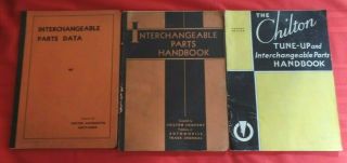 3 Vintage Chilton Interchangeable Parts Data Handbooks 1920 - 1930s