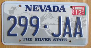 Nevada 2001 License Plate Quality 299 - Jaa