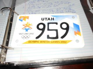 Utah 2002 Olympic Winter Games Motorcycle License Plate,  Never Issued