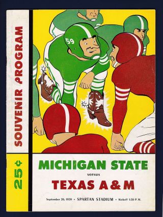 Michigan State Spartans Vs Texas A&m Aggies 1959 College Football Program