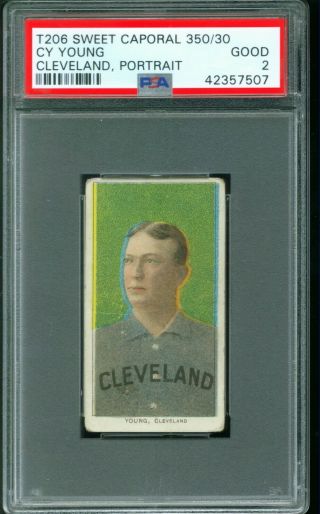 1909 - 11 T206 Cy Young Portrait Cleveland Indians Psa 2 Hof Ra1
