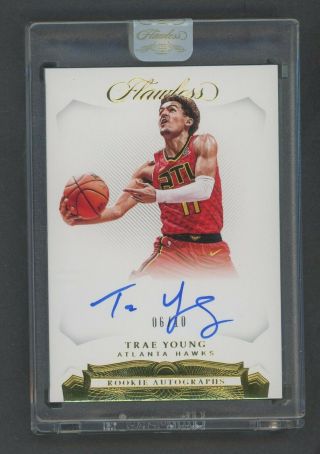 2018 - 19 Flawless Gold Trae Young Hawks Rc Rookie On Card Auto 6/10 " Tough "