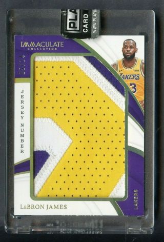 2018 - 19 Immaculate Jersey Number Lebron James Lakers Gu Patch 5/14