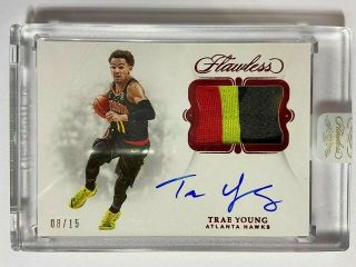 2018 - 19 Panini Flawless Encased Ruby Signature Prime Rookie Auto Trae Young /15