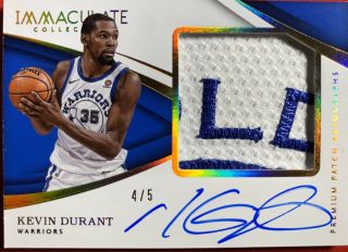 2017 - 18 Immaculate Patch Auto Kevin Durant Auto Logo Patch 4/5 Ssp Warriors