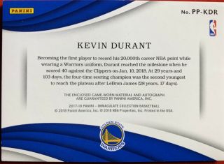 2017 - 18 Immaculate Patch Auto Kevin Durant Auto Logo Patch 4/5 SSP Warriors 2