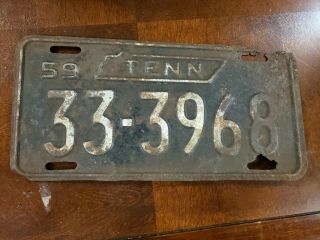 1959 Tennessee Tn 33 - 3968 License Plate Tag