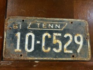1961 Tennessee Tn License Plate Tag 10 - C529