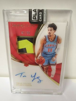 2018 - 19 Immaculate Trae Young Rc Rookie 3 - Clr Patch Auto 47/99 Rpa Atlanta Hawks