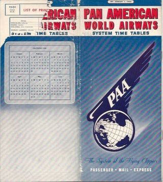 Pan American World Airways System Timetable January 1948 Am Paa Route Map