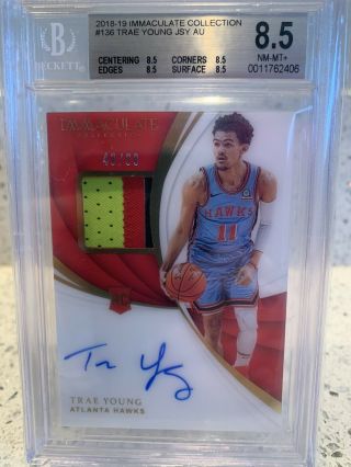 2019 Immaculate Trae Young Rpa 3 Clr Patch Auto /99 - Rookie - Rc - Bgs 8.  5