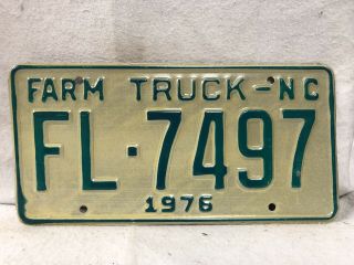 Vintage 1976 North Carolina Farm Truck License Plate