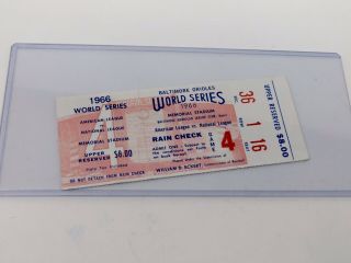 1966 World Series Game 4 Ticket Stub Orioles Vs Dodgers