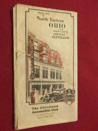 1936 Ne Ohio & Cleveland; Mountcastle Map Co,  Cleveland Auto Club - Exposition