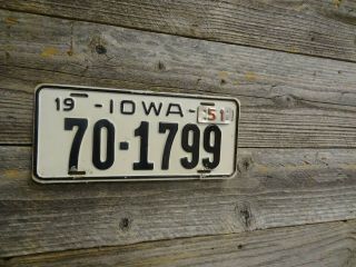 1950 - 51 Iowa License Plate All Paint Great For Display License Plate