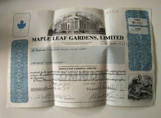 1991 Maple Leaf Gardens Capital Stock Share Certificate Ballard Toronto Hockey