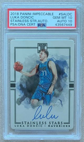 2018 Panini Impeccable Stainless Stars Auto /99 Luka Doncic Psa Dual 10 Rc Pop1