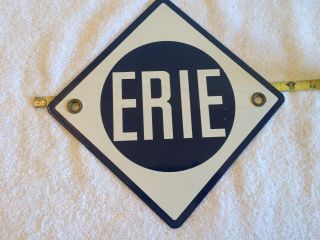 Vintage Porcelain Erie Railroad Sign Train Rr