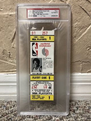 1981 - 82 Portland Trailblazers Nba Playoff Ticket Billy Ray Bates Basketball Psa