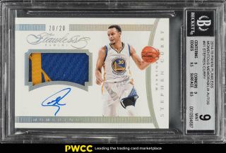 2014 Panini Flawless Momentous Stephen Curry Auto Patch /20 41 Bgs 9 Mt (pwcc)