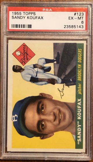 1955 Topps Sandy Koufax Brooklyn Dodgers 123 Psa 6