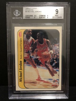 1986 - 87 Fleer Michael Jordan Sticker Rc Rookie Bgs 9