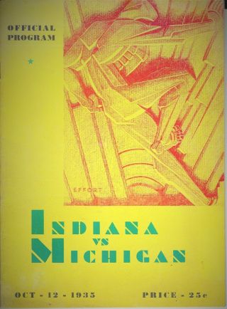 Oct.  12 1935 University Of Michigan Vs.  Indiana Football Program