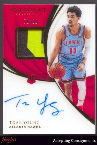2018 - 19 Immaculate Trae Young 2 - Color Rookie Rpa Patch Autograph Auto 79/99 Rc