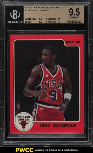 1986 Star Mj Michael Jordan Rookie Rc 3 Bgs 9.  5 Gem (pwcc)