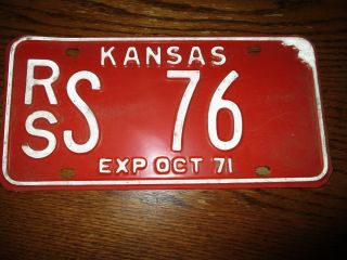 1971 Kansas License Plate Car Tag Rss - 76